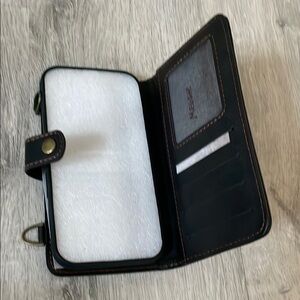 Black Leather iPhone 14 Pro Wallet Phone Case